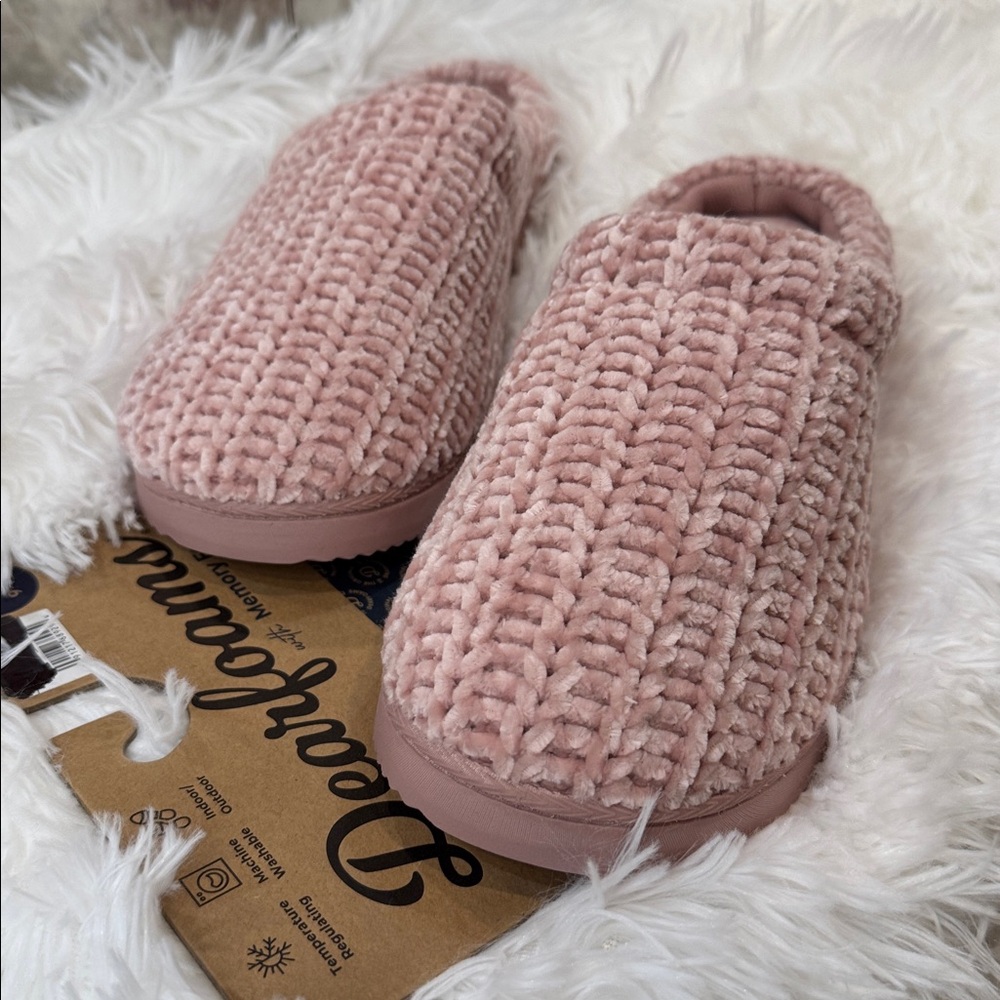 Cushy Memory Foam Dearfoams Women's Blush Slippers Large NWT